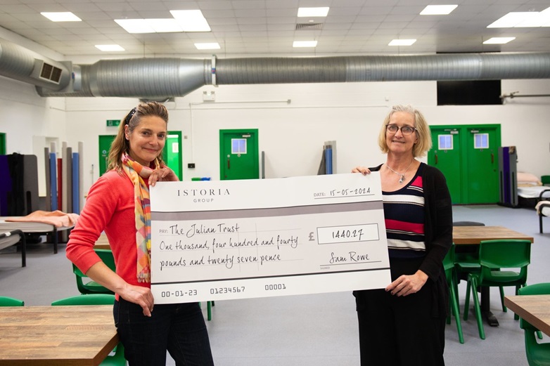 Istoria presenting cheque to Julian Trust